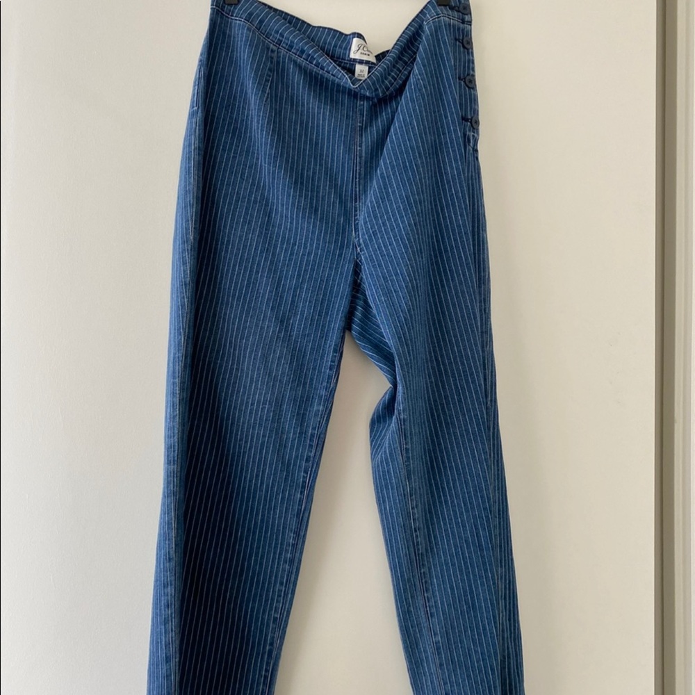 J. Crew Blue Striped Ankle Jeans